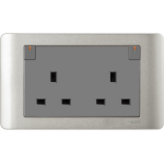 Schneider Electric 施耐德電氣 E84T25 SA Zencelo 13A 兩位連保護門有掣插座連開關指示 (銀灰)